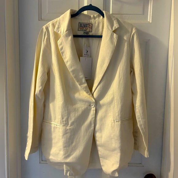 Free People Cream Blazer / Jacket oversized  M NWT - Picture 2 of 7